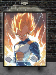 Holstga bosilgan poster "Super Sayan rejimidagi Vegeta"