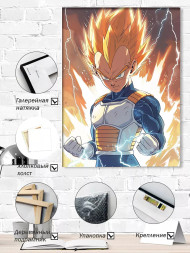 Holstga bosilgan poster "Super Sayan rejimidagi Vegeta"
