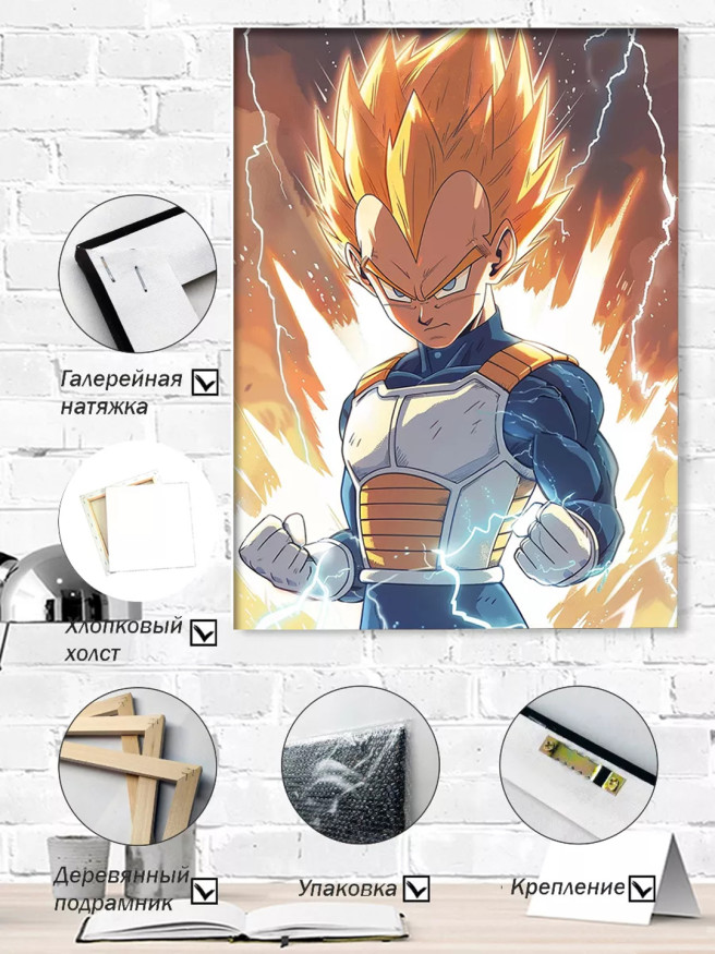 Постер на холсте &amp;quot;Вегета в суперсаянском режиме&amp;quot;