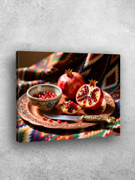 Постер на холсте &amp;quot;Гранатовый натюрморт на восточном подносе&amp;quot;