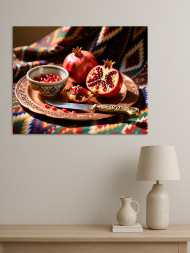 Постер на холсте &amp;quot;Гранатовый натюрморт на восточном подносе&amp;quot;