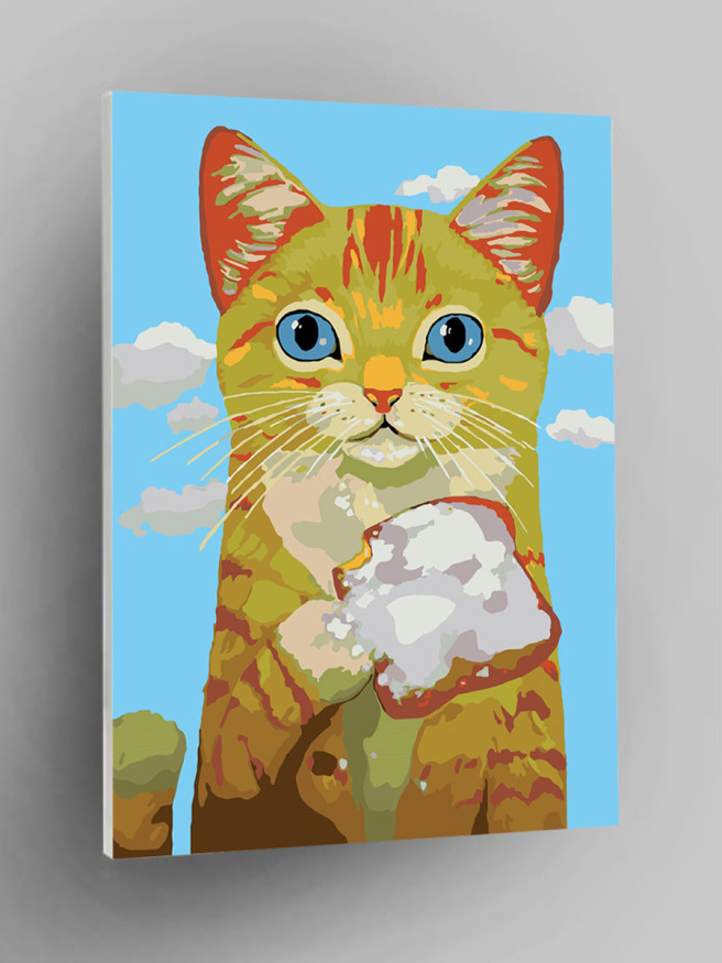 Картина по номерам &amp;quot;Котёнок с бутербродом&amp;quot;