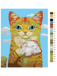 Картина по номерам &amp;quot;Котёнок с бутербродом&amp;quot;