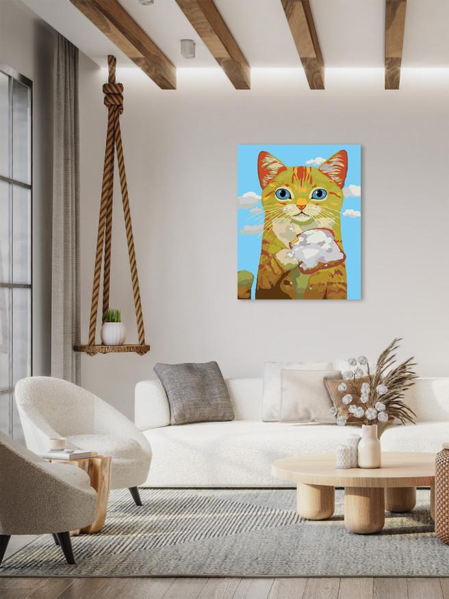 Картина по номерам &amp;quot;Котёнок с бутербродом&amp;quot;