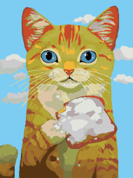 Картина по номерам &amp;quot;Котёнок с бутербродом&amp;quot;