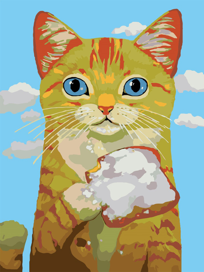 Картина по номерам &amp;quot;Котёнок с бутербродом&amp;quot;