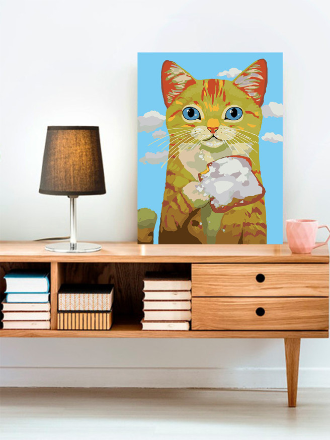 Картина по номерам &amp;quot;Котёнок с бутербродом&amp;quot;