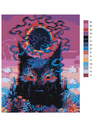 Fluorescent raqamlar bo&#039;yicha rasm &quot;Qora ko&#039;zli it&quot;