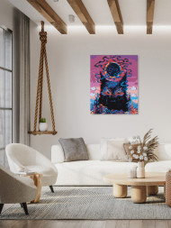 Fluorescent raqamlar bo&#039;yicha rasm &quot;Qora ko&#039;zli it&quot;