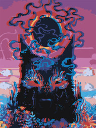 Fluorescent raqamlar bo&#039;yicha rasm &quot;Qora ko&#039;zli it&quot;