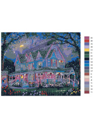 Картина по номерам &amp;quot;Двухэтажный дом с цветами&amp;quot;