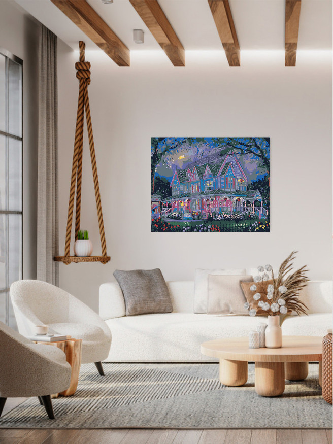 Картина по номерам &amp;quot;Двухэтажный дом с цветами&amp;quot;