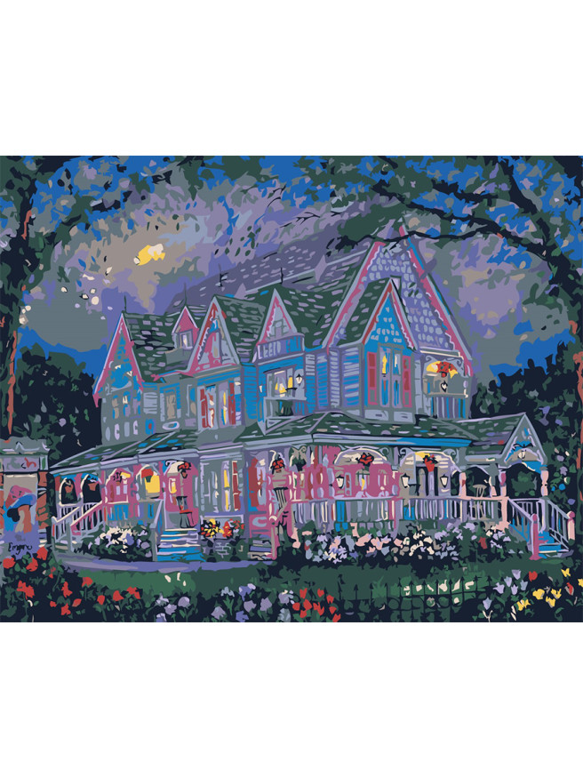 Картина по номерам &amp;quot;Двухэтажный дом с цветами&amp;quot;