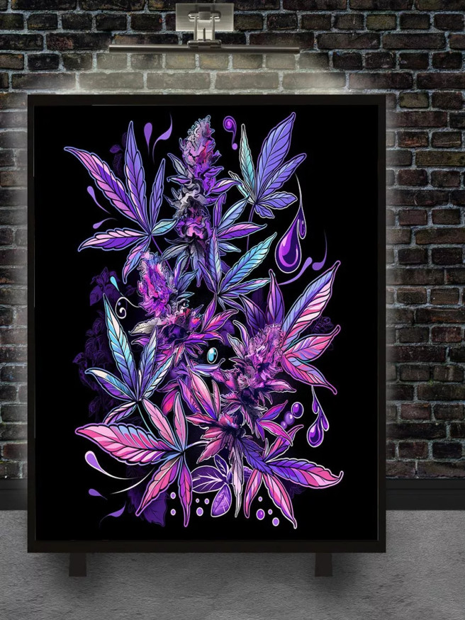 Holstga bosilgan poster &amp;quot;Psixodelik kanop barglari&amp;quot;