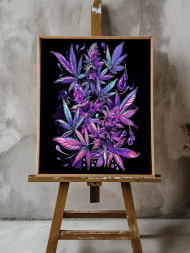 Holstga bosilgan poster &quot;Psixodelik kanop barglari&quot;