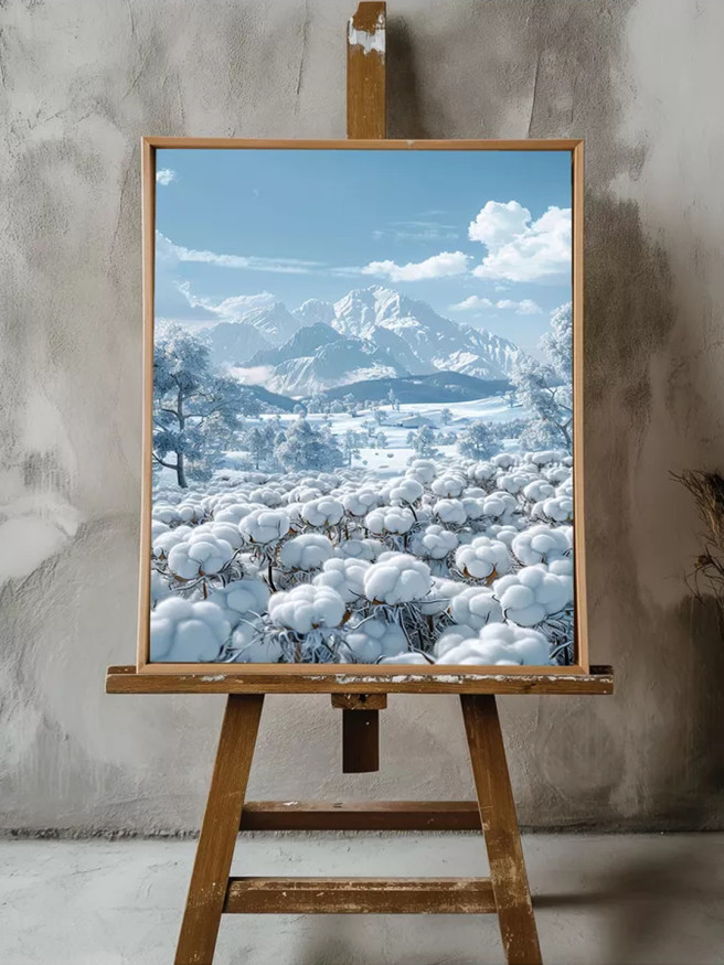 Постер на холсте &amp;quot;Хлопковое утро у подножия гор&amp;quot;