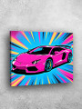 Постер на холсте &amp;quot;Розовый спорткар в поп-арте&amp;quot;