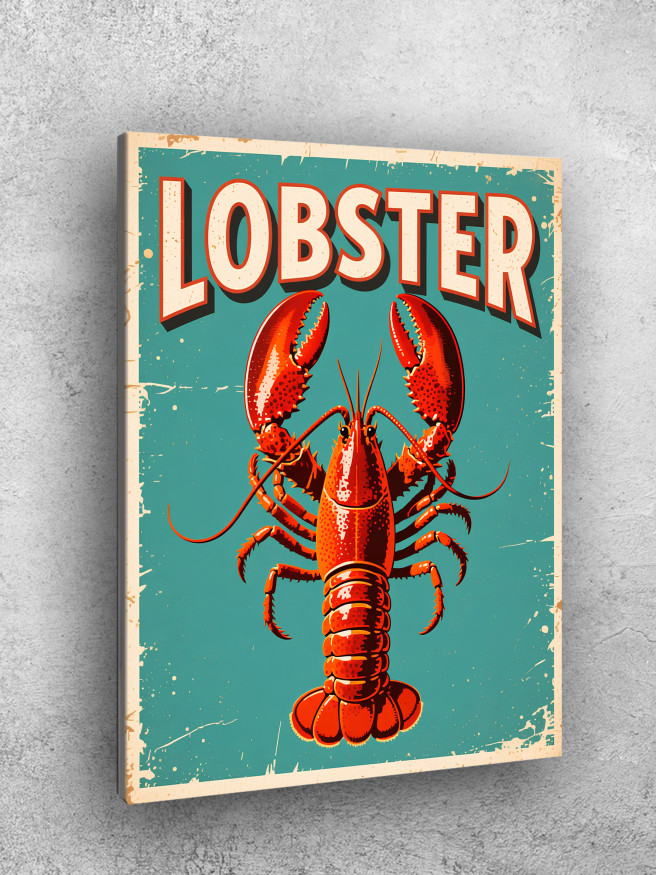 Постер на холсте &amp;quot;Лобстер в ретро-оформлении&amp;quot;