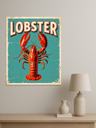 Постер на холсте "Лобстер в ретро-оформлении"