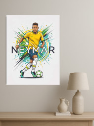 Holstga bosilgan poster "Futbolchi Neymar da Silva"