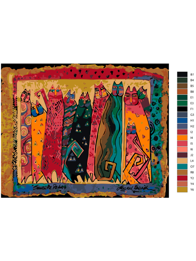 Картина по номерам &amp;quot;Коты в этническом стиле&amp;quot;