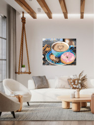 Картина по номерам &amp;quot;Чашка кофе с пончиком&amp;quot;