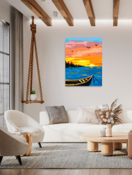 Raqamlar bo&#039;yicha rasm &quot;Dengizdagi quyosh botishi&quot;