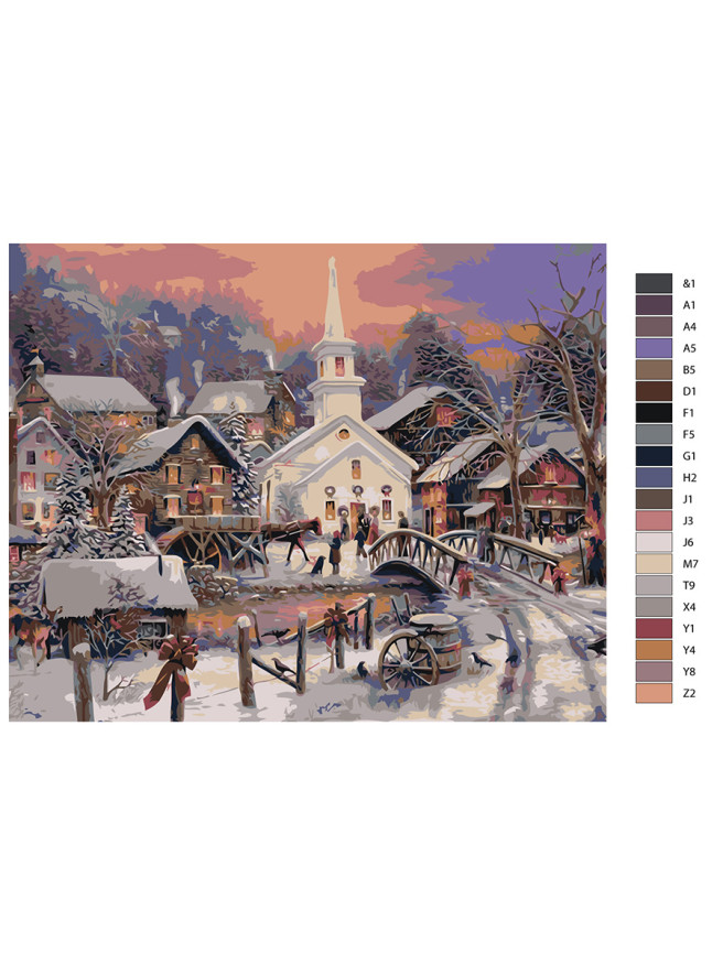 Raqamlar bo&amp;#039;yicha rasm &amp;quot;Qishloqda qish&amp;quot;