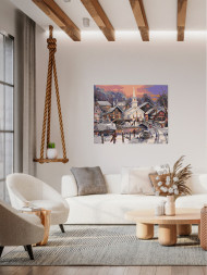 Raqamlar bo'yicha rasm "Qishloqda qish"