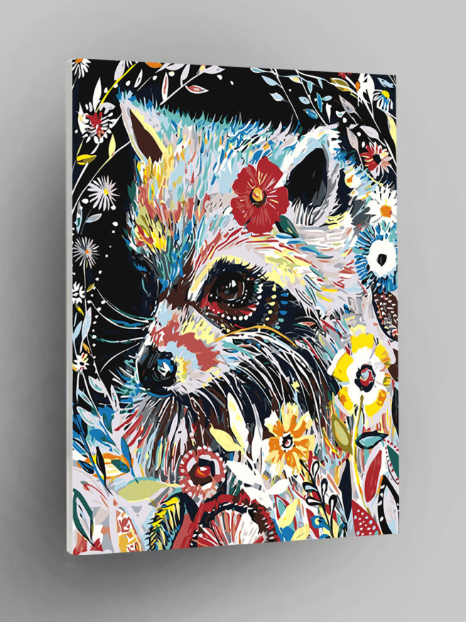 Картина по номерам &amp;quot;Енот с цветами&amp;quot;