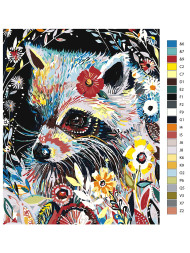 Картина по номерам &amp;quot;Енот с цветами&amp;quot;