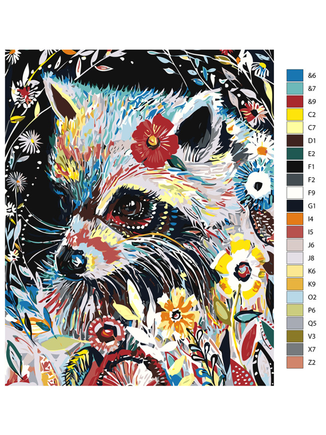 Картина по номерам &amp;quot;Енот с цветами&amp;quot;