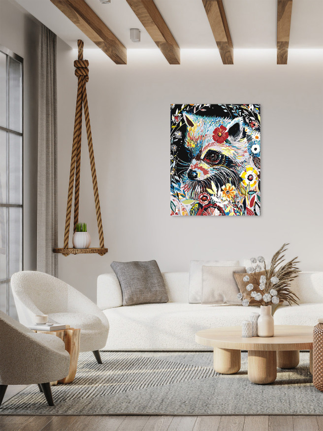 Картина по номерам &amp;quot;Енот с цветами&amp;quot;