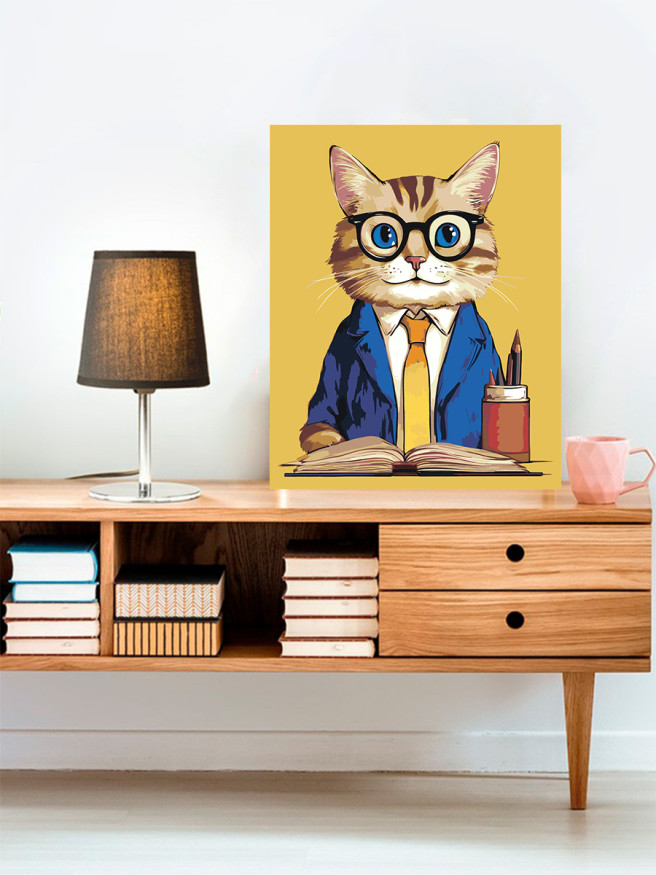 Картина по номерам &amp;quot;Кот зубрилка&amp;quot;