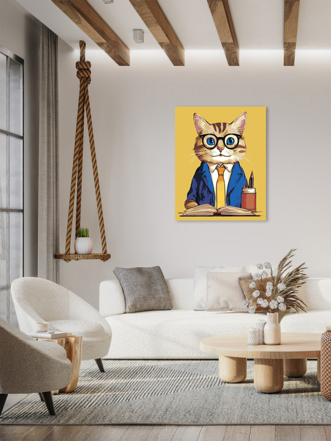 Картина по номерам &amp;quot;Кот зубрилка&amp;quot;