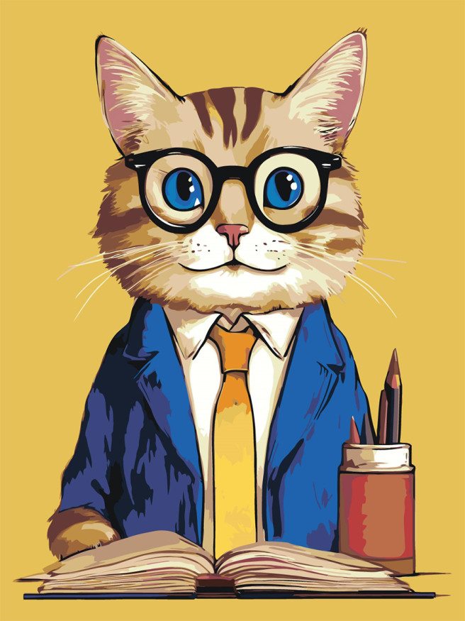 Картина по номерам &amp;quot;Кот зубрилка&amp;quot;