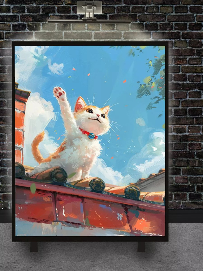 Holstga bosilgan poster &amp;quot;Quyosh ostida tomdagi mushukcha&amp;quot;