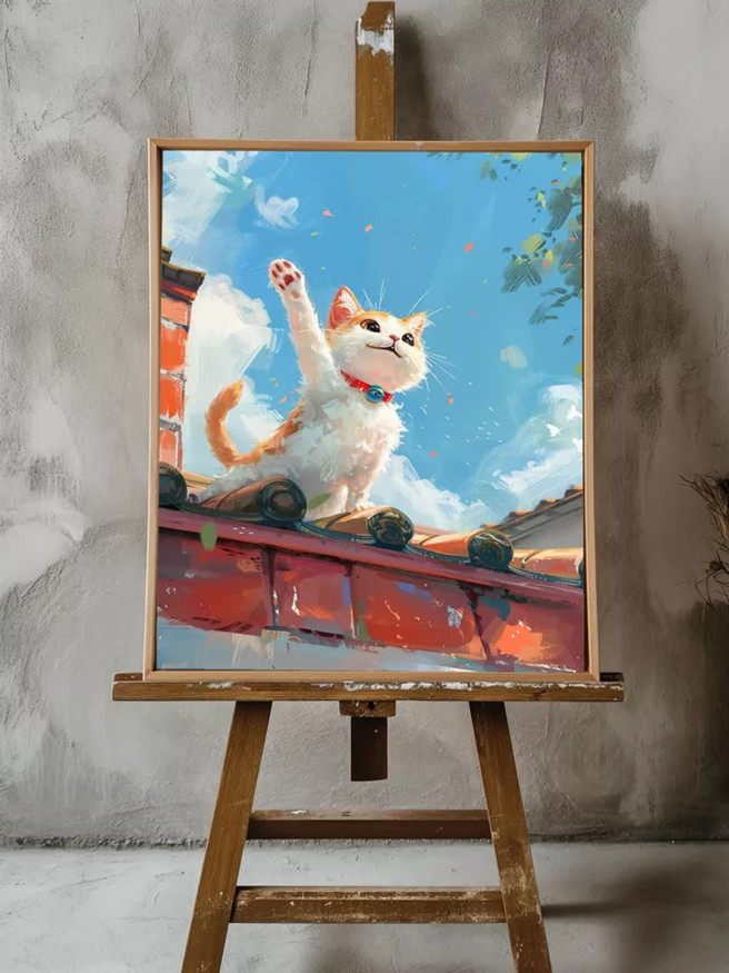 Holstga bosilgan poster &amp;quot;Quyosh ostida tomdagi mushukcha&amp;quot;